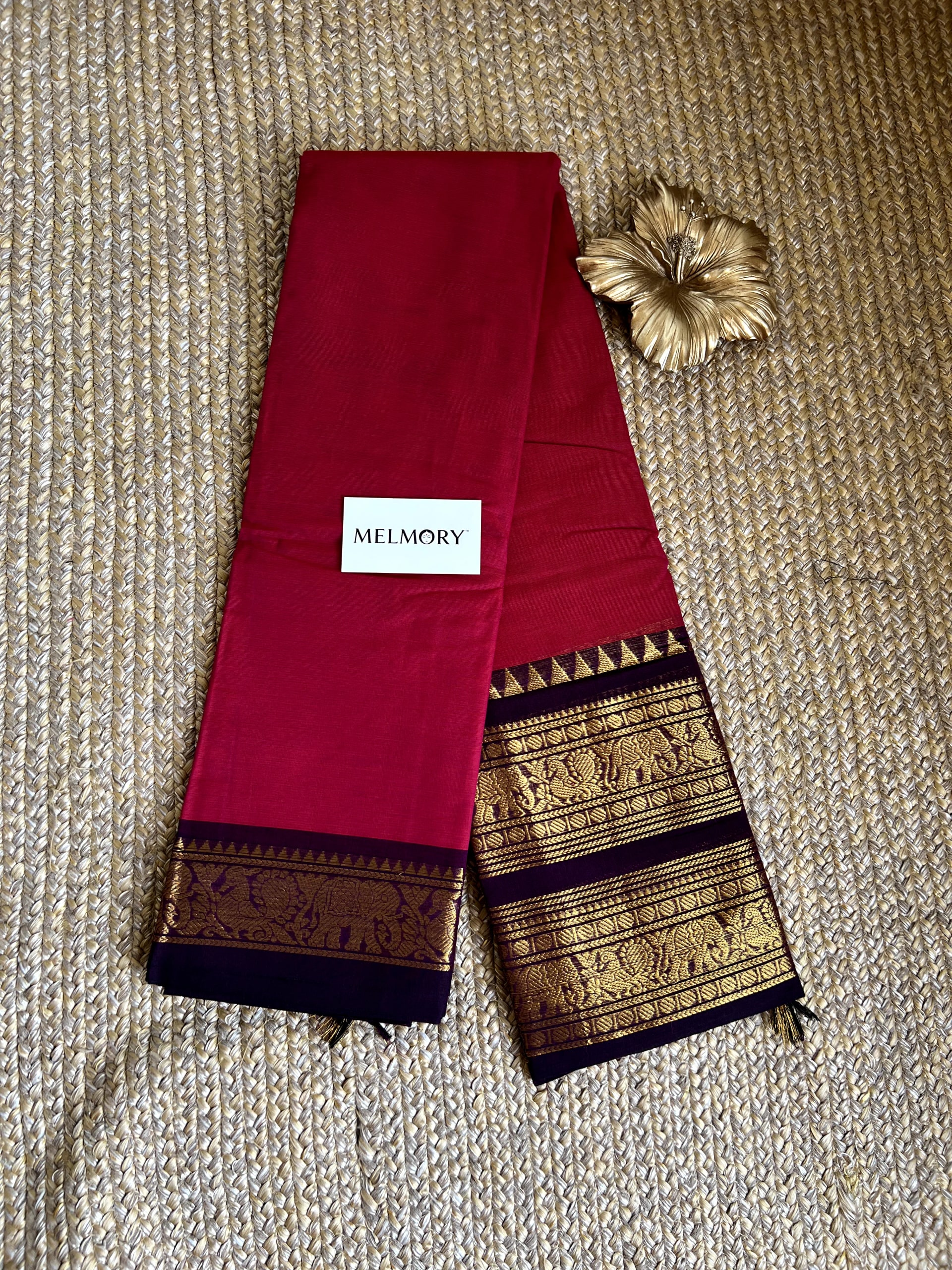 Double Zari Border Kanchi Cotton Saree - Vibrant Pink with Purple