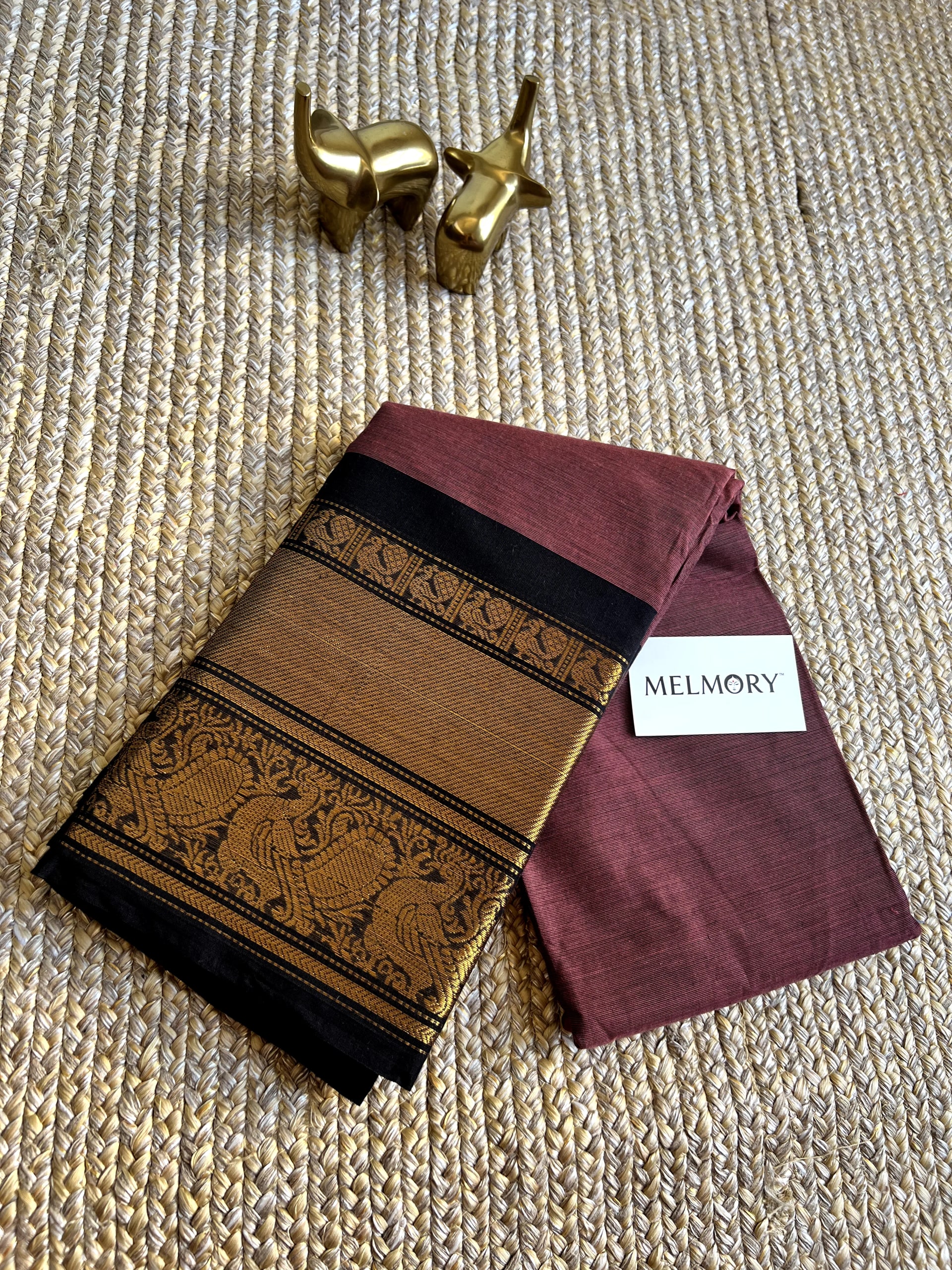 Kanchi Cotton Saree - Dusty Pink with Black Zari Border